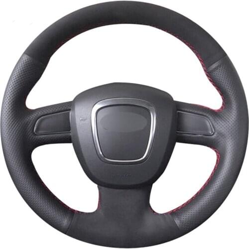 Black Artificial Leather Suede Car Steering Wheel Cover for Audi A4 S4 2005-2012 A6 S6 A8 2006-2011 S8 2007 Seat Exeo 2009-2012