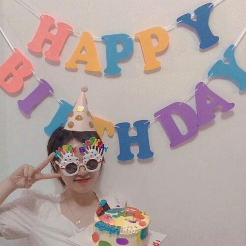 Birthday party Baby party Pennant Letters Pull Flag Birthday Party Banner Decoration Welcome Party