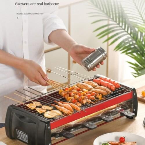 1800W Electric BBQ Grill Smokeless Barbecue Machine Household Indoor 5-Level Temperature Table Top Smokeless Tool for Camping