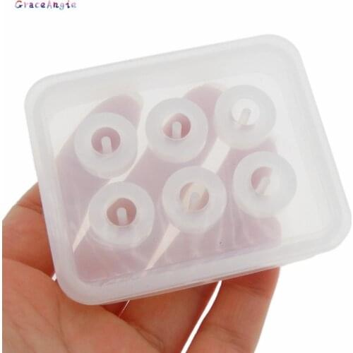 GraceAngie 1pc 12mm 16mm Ball Shape Silicone Gel Mould 6 grids sphere With Hole DIY Pendant Beads Jewelry Casting Molds Tools