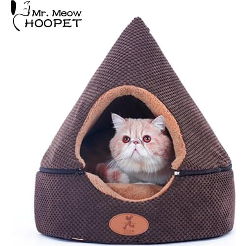 Hoopet Pet Bed Cat Tent House Bench for Cats Kennel Double Sided Cushion Cat Basket Bed Washable Pet Products