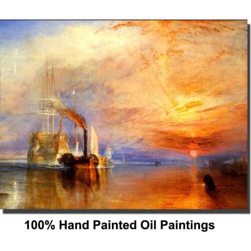 Wall art Boats oil paintings The fighting Temeraire tugged to her last berth to be broken up William Turner Landscapes Handmade