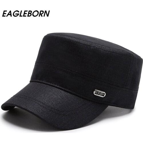 EAGLEBORN New Men Military Cap Middle-aged and Elderly Men Military Caps Men Hat Summer Short Brim Sun Hat Military Cap Dad Hat