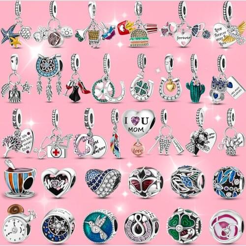 HOT 925 Silver Double Ring Enamel Pegasus&owl Beads Charms Fit Original Pandora Bracelets Bangle For Making Women Jewelry Gift