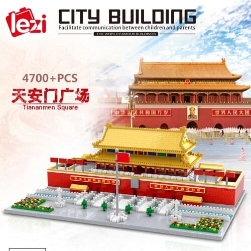 Lezi Mini Blocks 4700pcs Architecture Tiananmen Spuare Castle Building Bricks Kids Toys for Children Gifts Girl Present 8016
