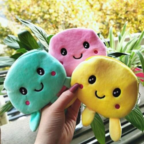 Cute Plush Coin Purse Holder Girls Change Wallets Women Cartoon Avocado Octopus Cat Money Bag Animal Zipper Small Pouch Kids