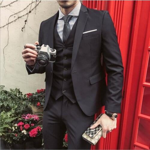 Wedding Suits 3 Pieces For Man Jackets+Pants+Vest Slim Fit Suits Blazers Jackets New Spring Male Casual Suits Sets Size 6XL