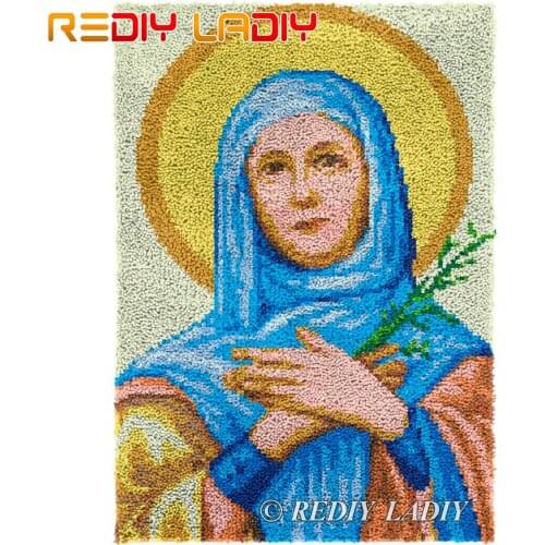 Latch Hook Rug Saint Icon E Plush Wall Tapestry Kits DIY Carpet Rug Chunky Yarn Cushion Arts & Crafts Crochet Floor Mat 61*88cm