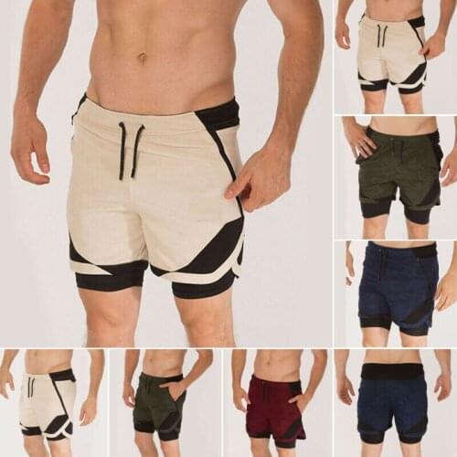 Summer Zipper Up Mens Swimming Shorts Casual Drawstring Swim running Shorts 2-Layer Beachwear Black Blue Red Green