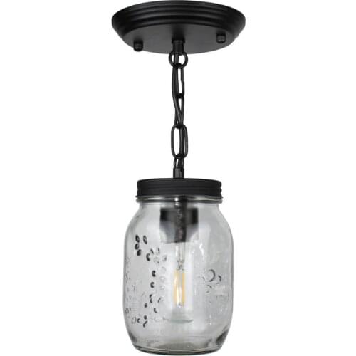 American country industrial style single head glass jar chandelier lights kitchen dining room living room shop lamp