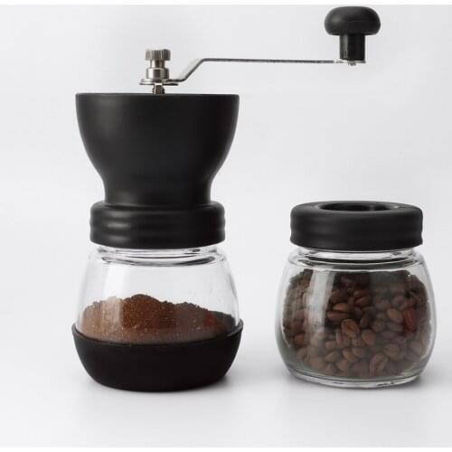 Coffee bean grinder, hand grinder, household appliance, small manual grinder, hand grinder, glass material