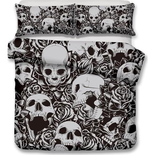 KTLRR Modern Skull serie Duvet Cover Set,100% microfiber Skeleton Skull Bedding Set 3PCS with 2 Pillow Shams Bedding