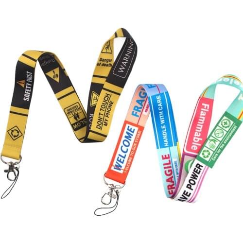 Warning Sign Lanyards keychain Cool Neck Strap Phone Keys ID Card Holder Lanyard For Keys DIY Hang Rope Lanyards