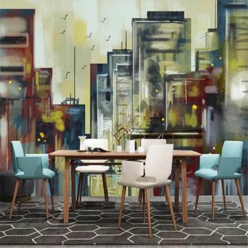 Modern Abstract City Architecture Oil Painting Mural Wallpaper for Living Room TV Bedroom Background Wall Paper Home Decor