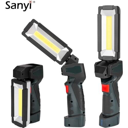 Magnetic Working Light 5 Modes COB LED Flashlight Dual USB Interface Torch 360 Degrees Swivel Hanging Hook for Car Repairing