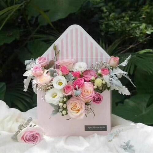 Packaging Box Stripe Flowers Boxes Paper Packing For Flowers Cardboard Boxes Envelope Shape Candy Box Wedding Favors Gift Boxes