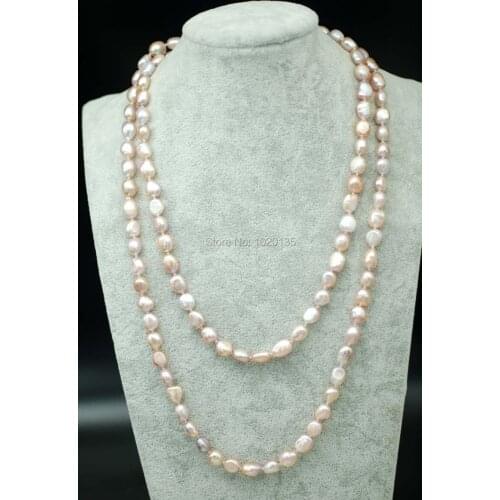 Wow! freshwater pearl baroque shape purple necklace 8-10mm color 43" nature wholesale bead discount gift