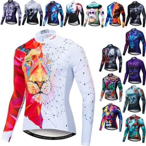 Weimostar 3D Cycling Jersey Men Long Sleeve Cycle Wear Lion Bike Clothing Quick Dry MTB Bicycle Jersey Autumn Cycling Jacket Top