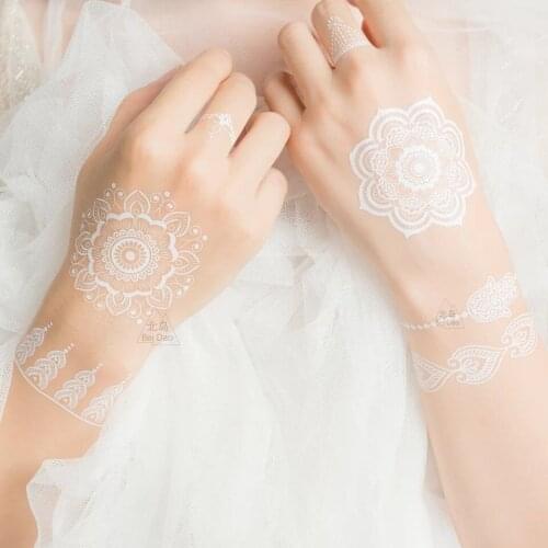 Krasivyy lace temporary tattoo stickers 2019 white lace jewelry Arab Indias tattoos vacation wedding paste makeup girls tattoo