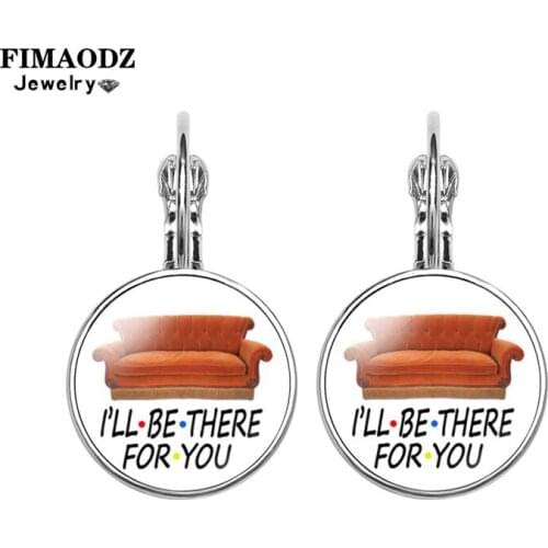FIMAODZ Funny Friends TV Show Earrings Anniversary I’ll Be There for You Cartoon Design Silver Color Earrings Souvenirs