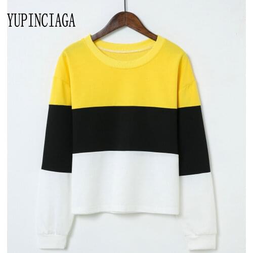 YUPINCIAGA Womens Round Neck Colorblock Pullover Hoodies Sweatshirts Sweet Girl Long Sleeve Stripe Patchwork Kawaii Hoodies