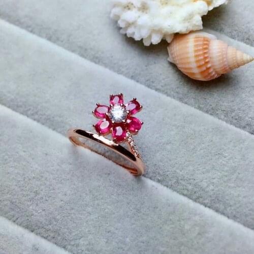 Shilovem Natural New Burning Pigeon Blood Ruby Gemstone Rings for Women Real 925 Sterling Silver Fine new gift mj030466agh