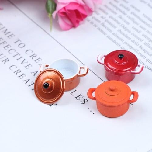 1:12 Dollhouse Miniature Metal Cooking Soup Pot Cookware Dollhouse Kitchen Accessories Miniature Hot Pot