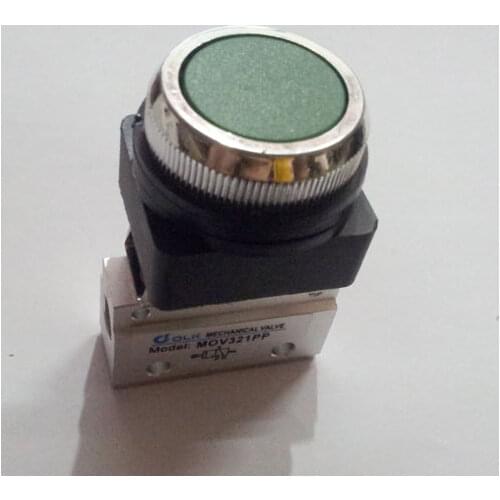1/8" PT Thread 2 Position 3 Way Flat Push Green Button Momentary Pneumatic Valve MOV-321PP Mechanical valve