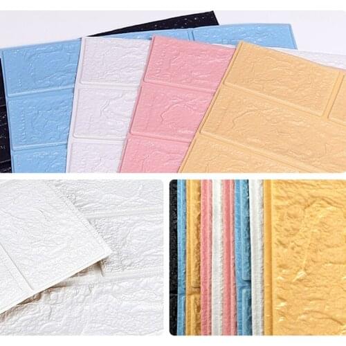 10Pcs 3D Self-Adhesive Wallpaper DIY Brick Stone Pattern Waterproof 3D Tile Wall Stickers Home Decoration Kitchen living room