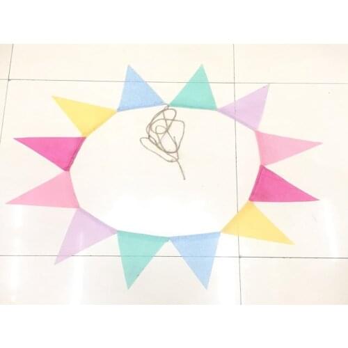 20sets/lot 6 colors 12 flags 2.6M Jute Hessian Burlap Birthday Party Supplies Wedding Banner Flags Wedding Decoration