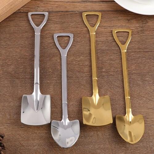 304 Creative Retro Shovel Coffee Spoon Stainless Steel Dessert Spoon Watermelon Spoon Ice Cream Spoon Tip Shovel Flat Shovel Gou
