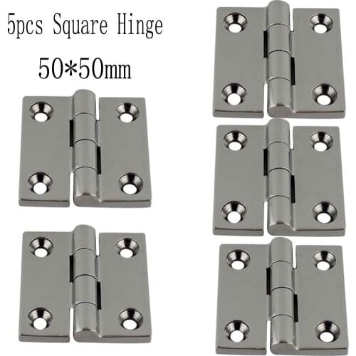 5pcs Stainless 316 High Mirror Marine Square Hinge 50*50mm Top Mirror Polished Boat/Yacht Square Hinge