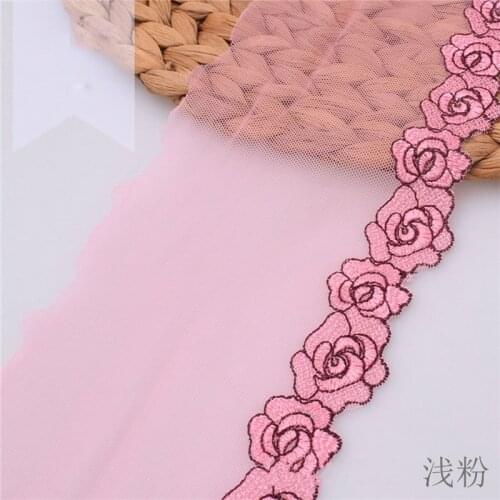 84Yards Light Pink Mesh Tulle Floral Embroidery Net Lace Trim Fabric For DIY Sewing Handmade Craft Sofa Underwear Materials