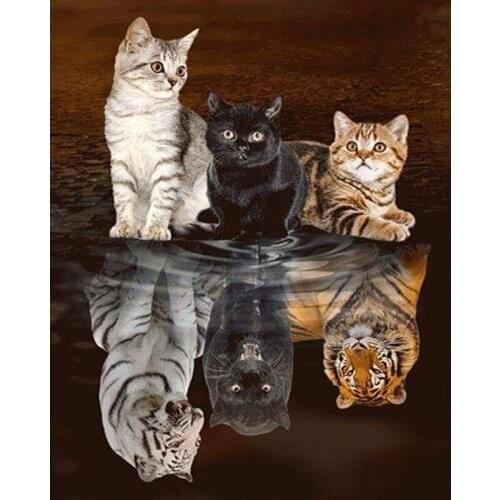 Cat and Tiger diamond Embroidery diy diamond painting mosaic diamant painting 3d cross stitch pictures H476