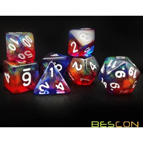 Bescon New Moonstone Dice Valor Stone, Polyhedral Dice Set of 7
