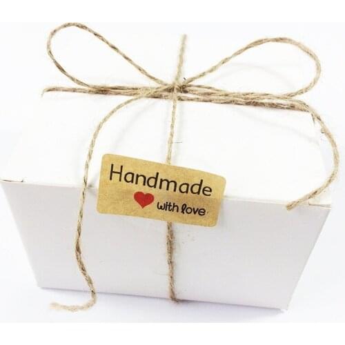 Free shipping 1200pcs/lot Kraft Paper Handmade With Love Red Heart Leather Color Kawaii Stationery Stickers In The Diary