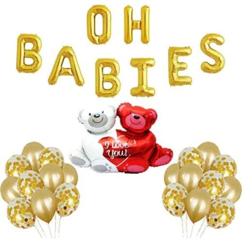 Twins Baby Shower Decorations Set Gold Theme, OH BABIES Balloons, Babies Birthday Party Supplies