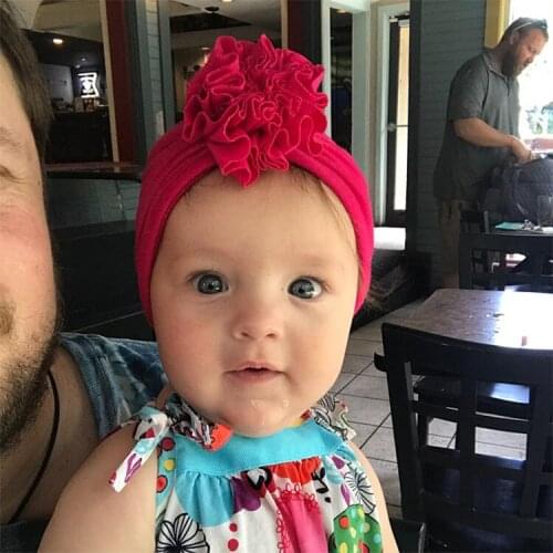 Newborn Skull Beanies Hat Baby Girls Folds Handmade Flowers Hat Toddler Solid Color Indian Hat Photo Props Outdoor Decoration