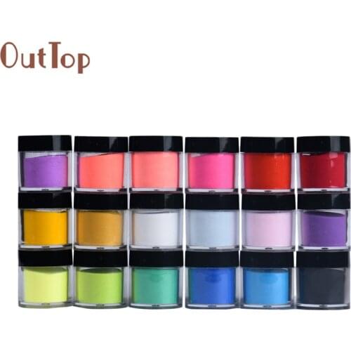 Pretty New OutTop 18 Colors Acrylic Nail Art Tips UV Gel Powder Dust Design Decoration 3D DIY Decoration Set