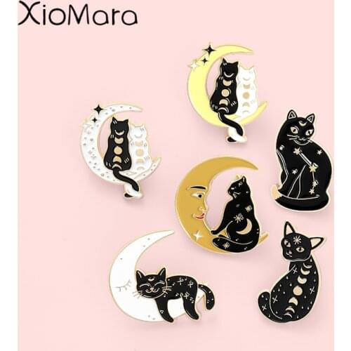 Divination Cat Tattoo Star Evolution Enamel Pins Ancient Witchcraft Brooches Lapel Badges Jewelry Gift for Friends Wholesale Pin