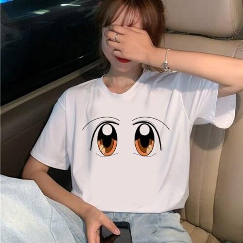 Face Cute Eyebrows Lip Printing Cotton Tops Ladies O-neck T-shirt Summer New Style Fashion Harajuku Style Women Tee Shirts