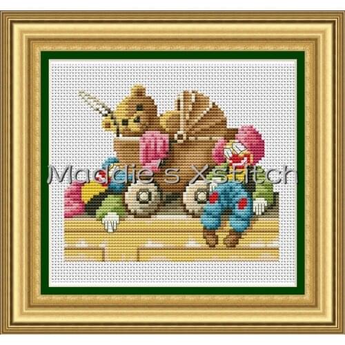 KTX095 Cross Stitch Kit Embroidery Homfun Craft Bears Cross Stich Painting Joy Sunday Christmas Decorations For Home Homefun