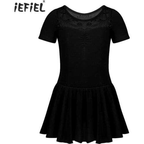 IEFiEL Kids Girls Ballet Tutu Dress Bodysuit Costumes Ballerina Gymnastics Leotard Ruffled Chiffon Dance Wear Stage Dance Class