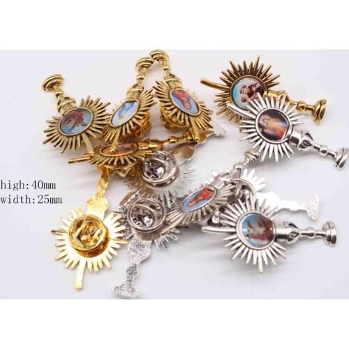 Christ icon JHS Jesus holy grail brooch icon, Catholic Jesus cross brooch. The pictures are random. 100 tablets