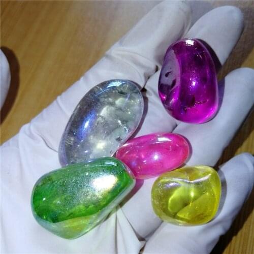 5 pcs Tumbled clear crystal Stones Natural Polished Gemstone aura crystal for Wicca, Reiki, and Energy Crystal Healing