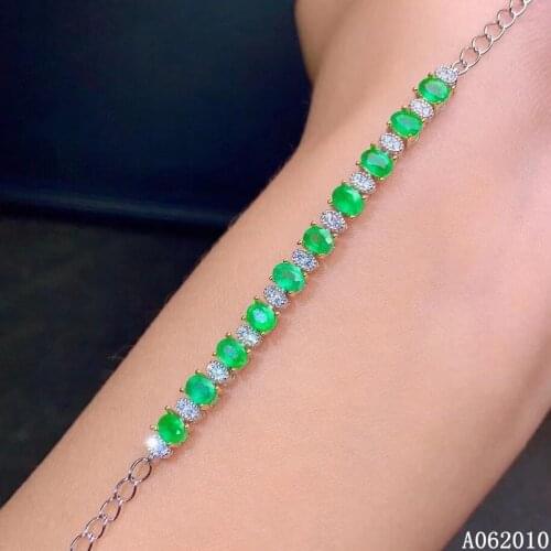 KJJEAXCMY fine jewelry 925 sterling silver inlaid natural emerald trendy girl new hand bracelet support test hot selling