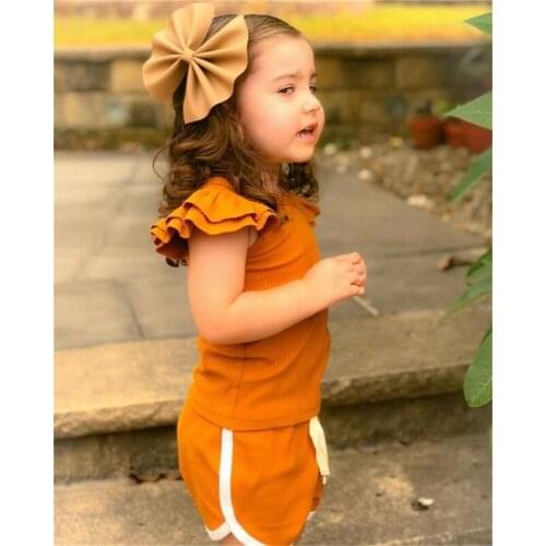 Summer Toddler Kids Baby Girl Outfits Short Sleeve T-shirt Top& Sorts Pants Clothes Set 2PCS