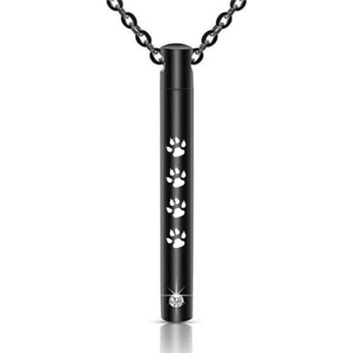 LL011 Dog/Cat Paw print Bar Urn Necklace For Pet Ashes Pendant -Made Of Stainless Steel mmeorial Jewelry