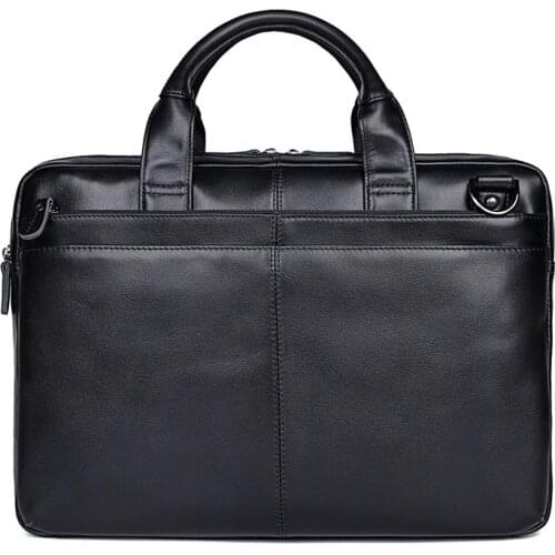 Luufan Business Mens Genuine Leather Men Black Briefcase For 15.6'' Laptop Messenger Mens Shoulder Bag Tote Bags