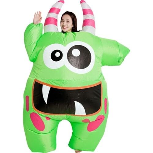 Y55B Cartoon Green Mouth Halloween Adult Cosplay Inflatable Suit Festive Party Clothing Carnival Party Event Funny Costumes